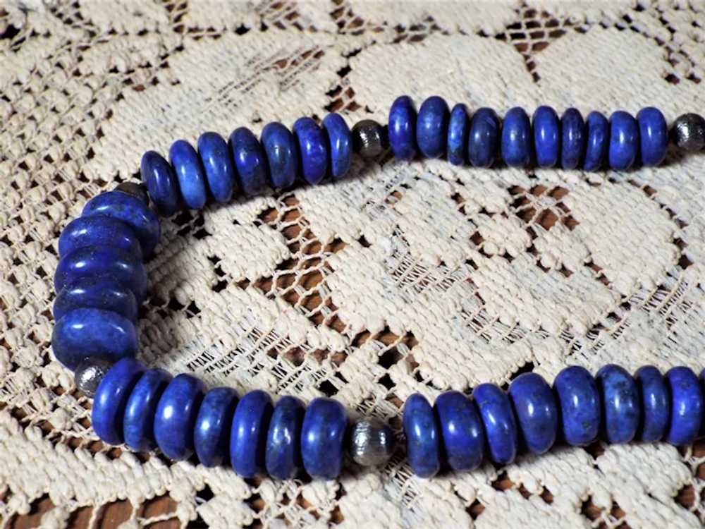 Undyed Lapis Lazuli Disk Bead Necklace, Earrings,… - image 6