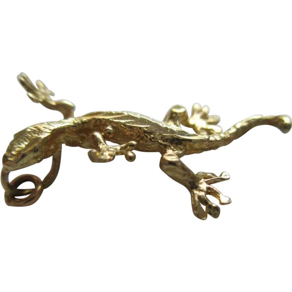14 kt Yellow Gold Gecko Charm - image 1