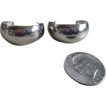 925 Sterling Silver Large Half Moon Earrings - image 1