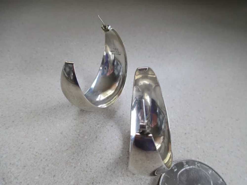 925 Sterling Silver Large Half Moon Earrings - image 5