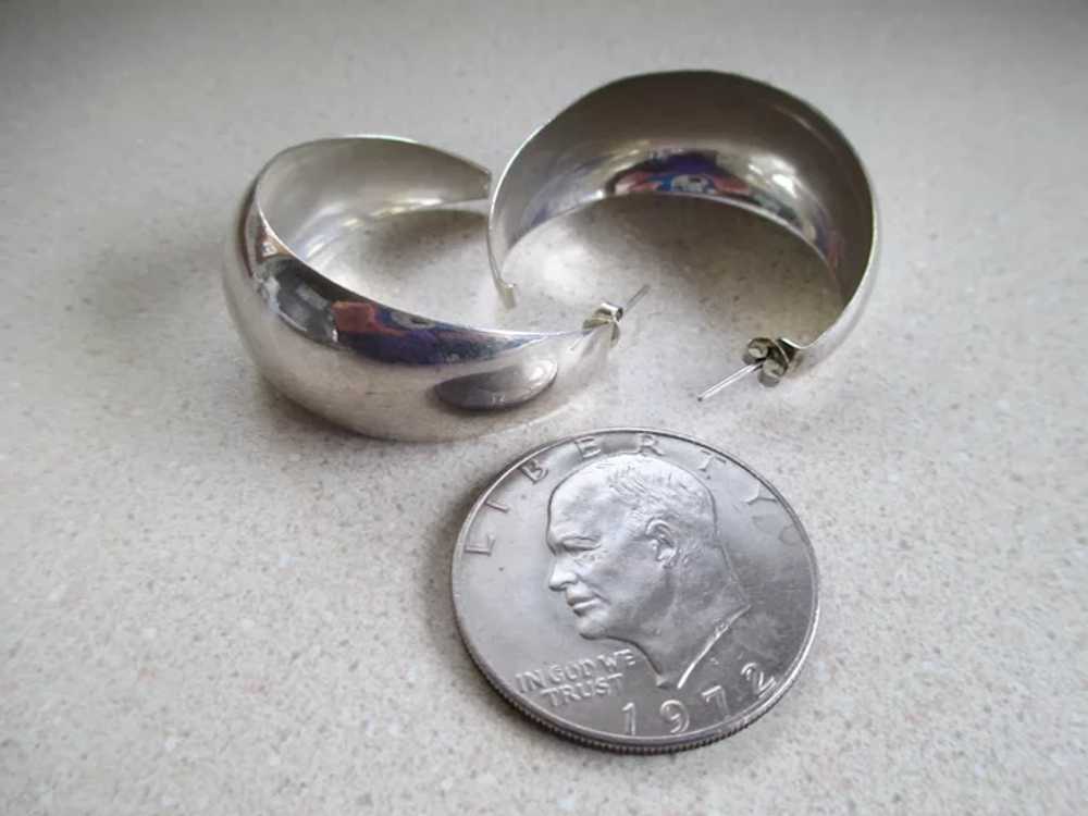 925 Sterling Silver Large Half Moon Earrings - image 6