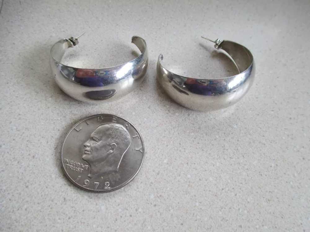 925 Sterling Silver Large Half Moon Earrings - image 7