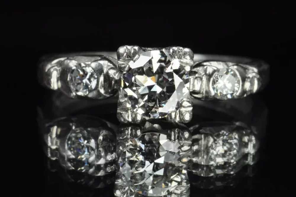 Vintage .64 Carat Diamond Engagement Ring / .51 C… - image 2