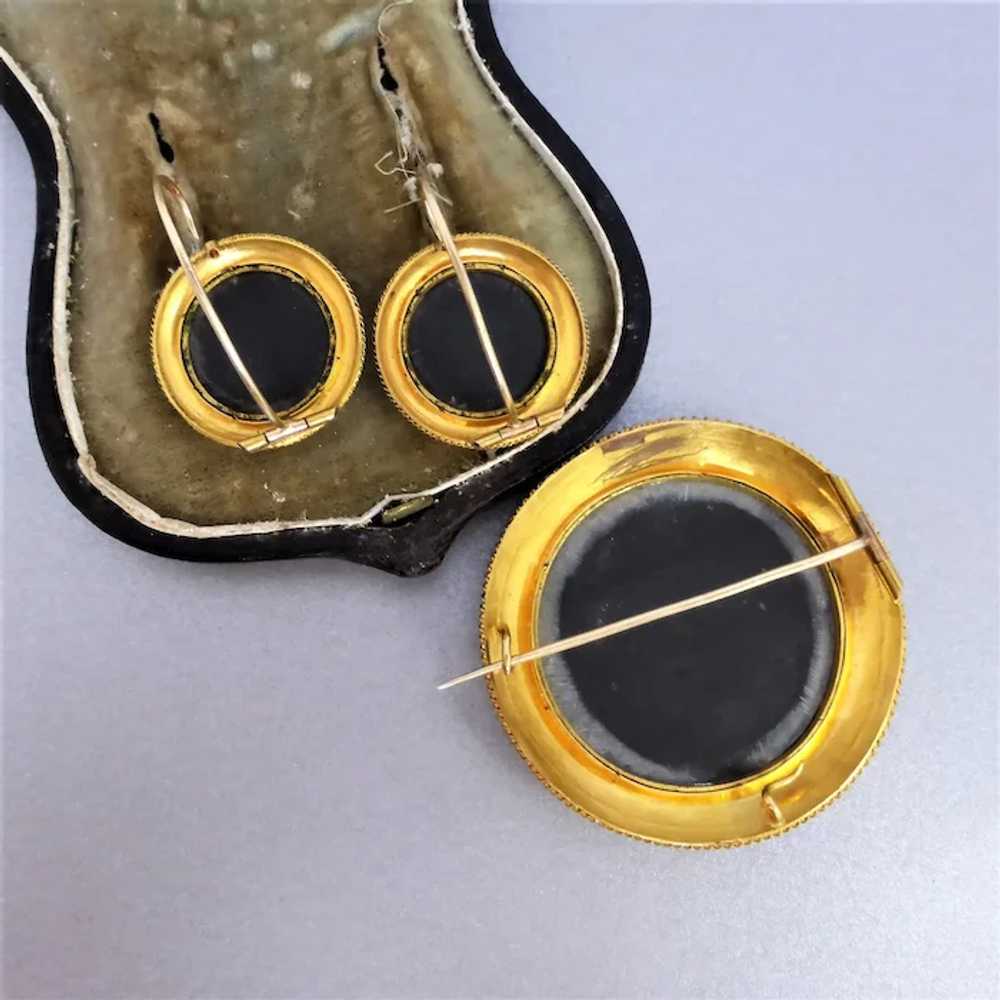 Victorian 20k Gold Pietra Dura Cased Earrings & B… - image 8