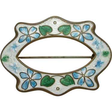 Art Nouveau Floral Enamel Sash Pin - image 1