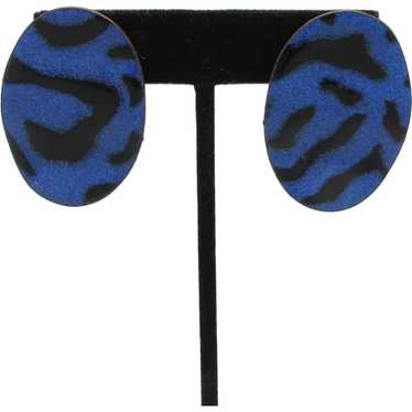 1980s Leopard Enamel Earrings - image 1
