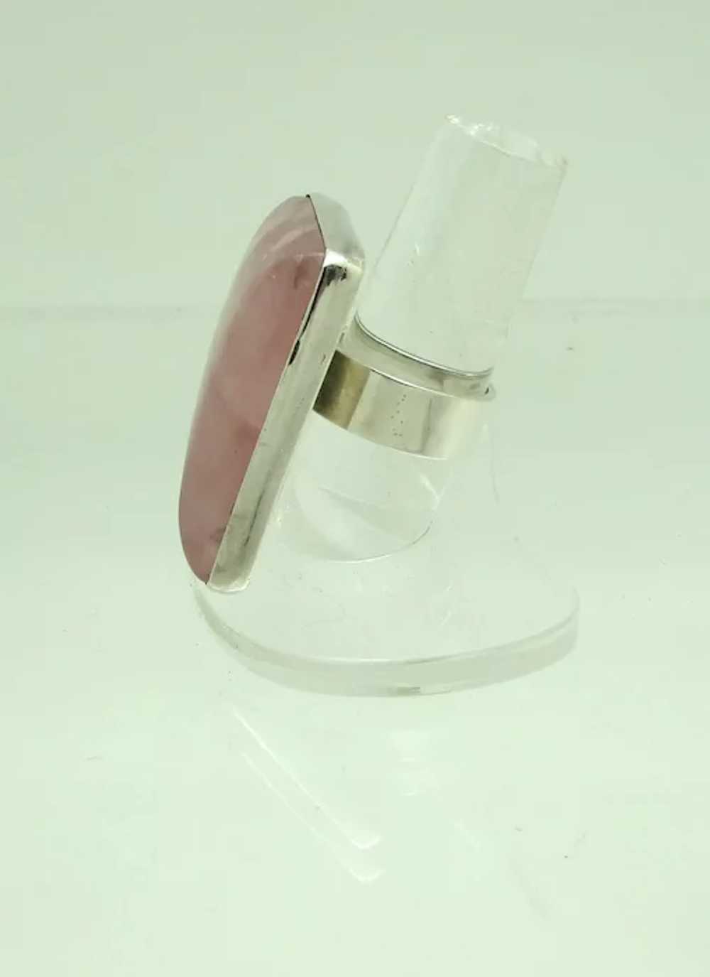 Sterling Silver & Pink Quartz Adjustable Ring - image 3