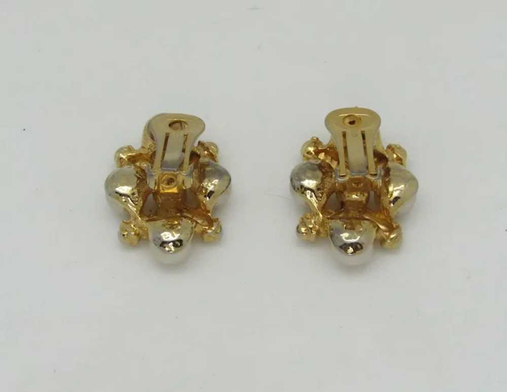 1980s Criss Cross Earrings with Imitation Pearls - image 3