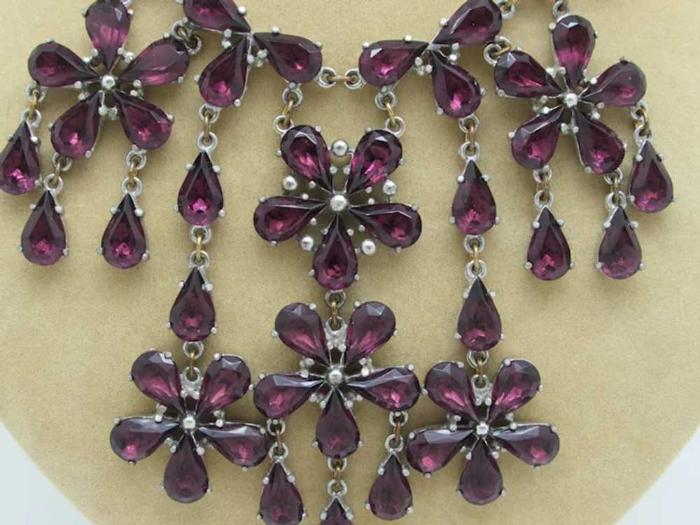 Amethyst Glass Floral Festoon Necklace - image 2