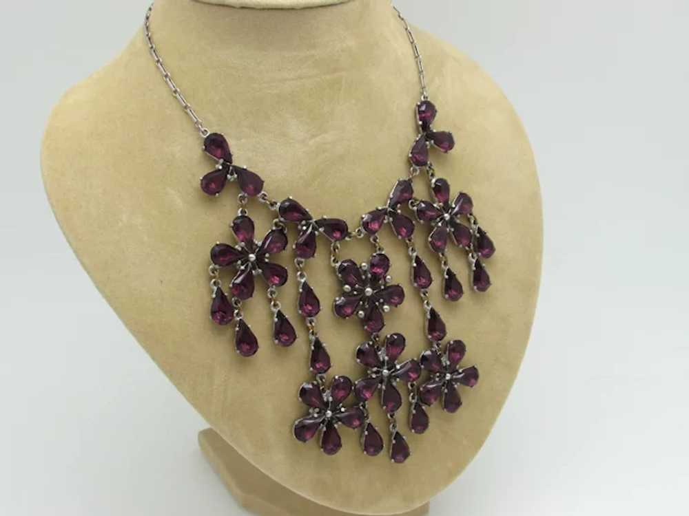 Amethyst Glass Floral Festoon Necklace - image 3