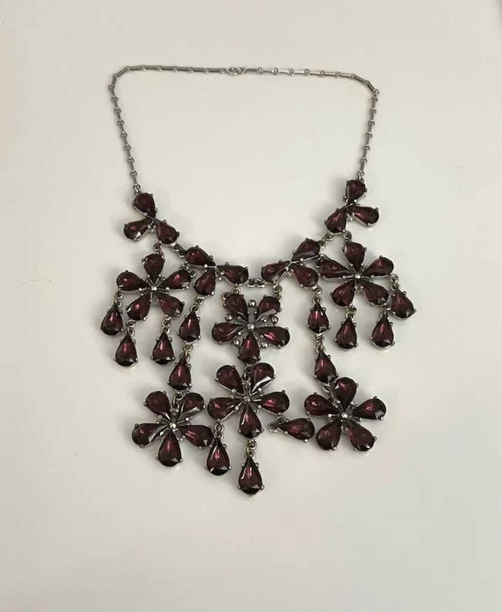 Amethyst Glass Floral Festoon Necklace - image 4