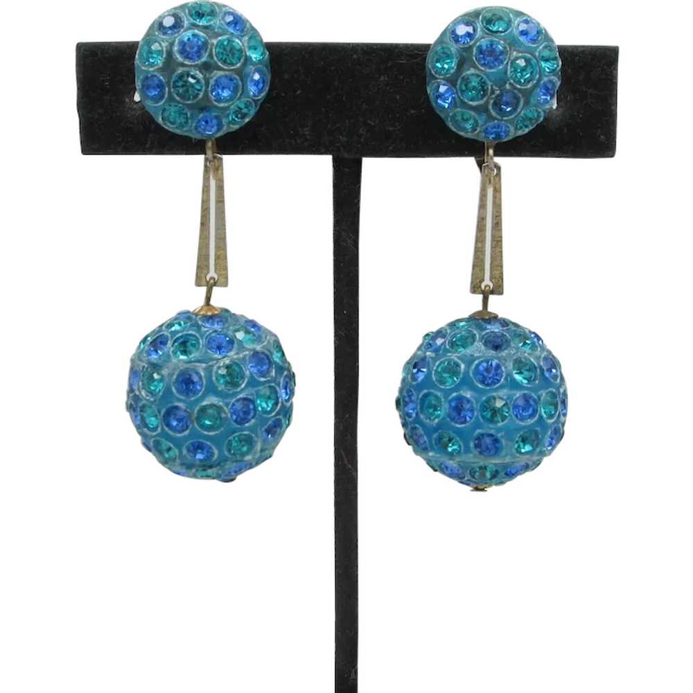 Rhinestone Ball Pendulum Earrings - image 1