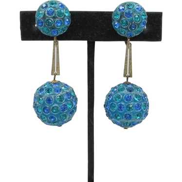 Rhinestone Ball Pendulum Earrings - image 1