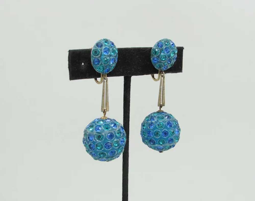 Rhinestone Ball Pendulum Earrings - image 2