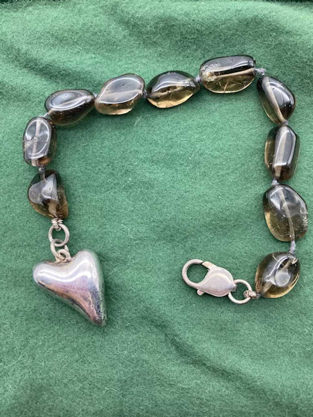 Sterling Silver and Polished Amethyst Link Bracel… - image 2