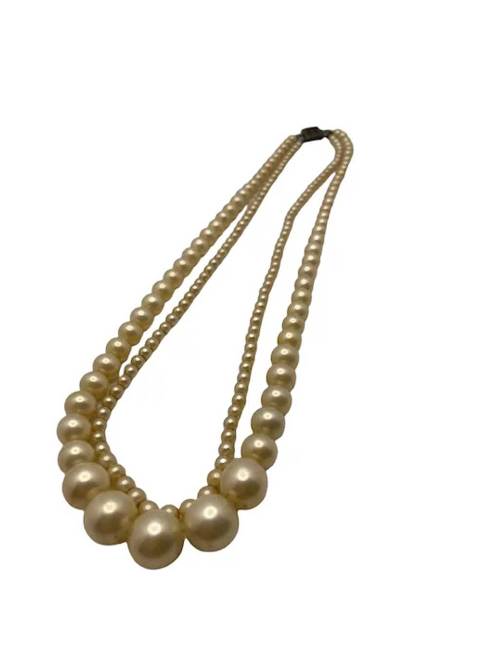 Vintage Mid-Century Double Strand Cultured Pearl … - image 2