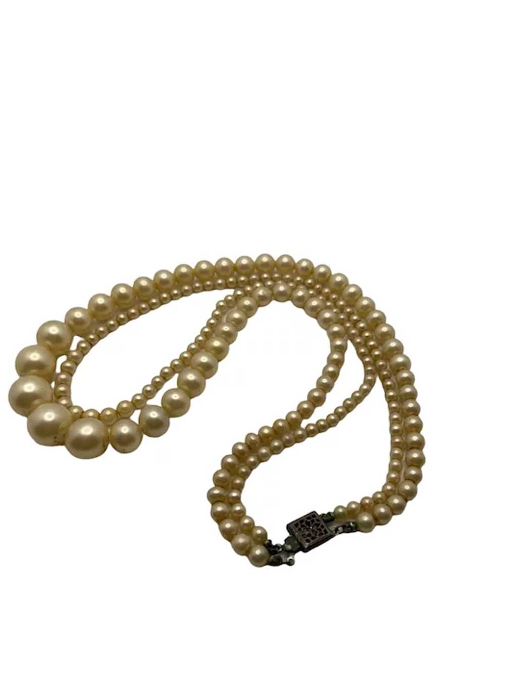 Vintage Mid-Century Double Strand Cultured Pearl … - image 6