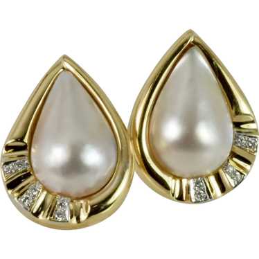 Spectacular Large Mabe’ Cultured Pearl & Diamond … - image 1