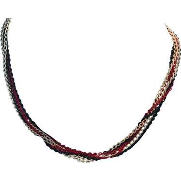 1960s Patriotic 53" Triple Strand Red, White and … - image 1