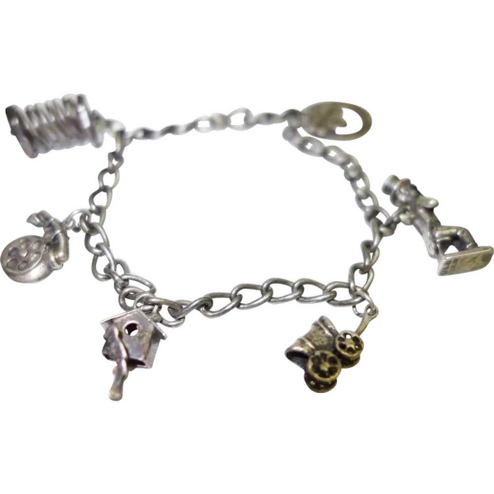 Vintage 1940's Charm Bracelet with Articulated Ch… - image 2