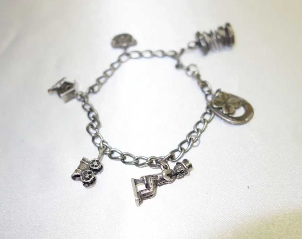 Vintage 1940's Charm Bracelet with Articulated Ch… - image 3