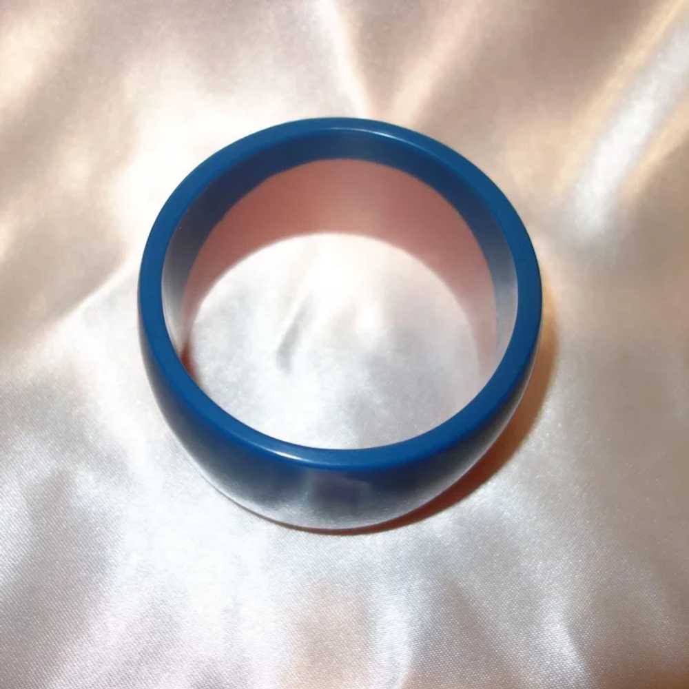 Vintage Wide Pink and Blue Lucite Bangle Bracelet - image 3