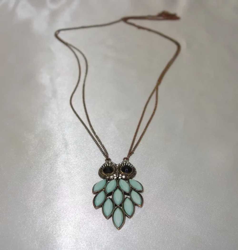 Vintage Figural Owl and Rhinestone Necklace - image 5