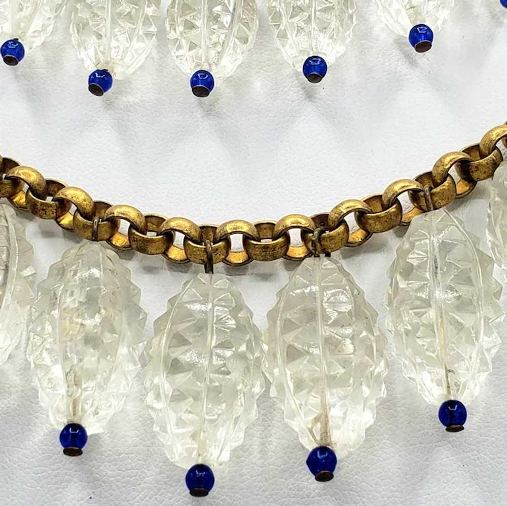 DAZZLING 3 Strand Cut Crystal and Blue Bead Neckl… - image 7