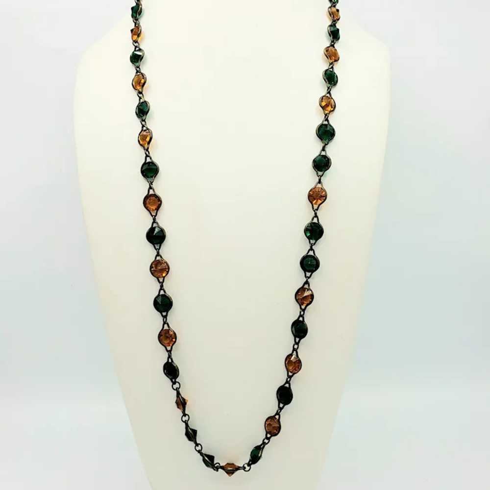 Art Deco Green and Yellow Crystal Necklace - image 2