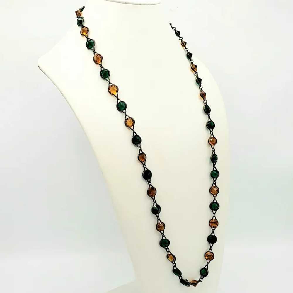 Art Deco Green and Yellow Crystal Necklace - image 3