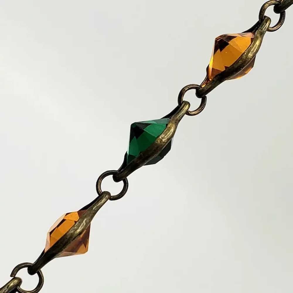 Art Deco Green and Yellow Crystal Necklace - image 5