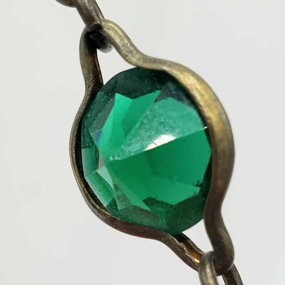 Art Deco Green and Yellow Crystal Necklace - image 6