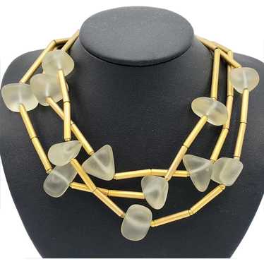 STUNNING Glass and Golden Tubes Necklace - image 1