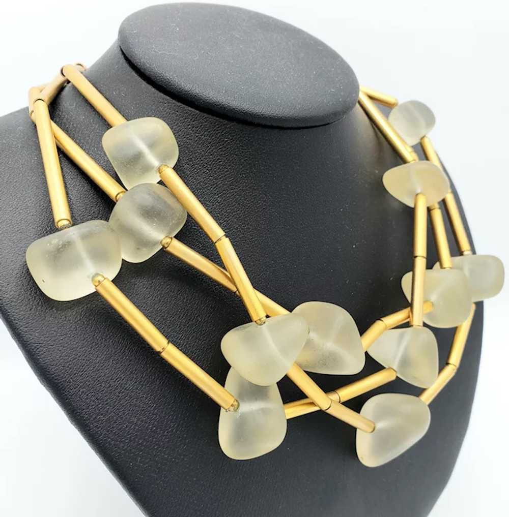 STUNNING Glass and Golden Tubes Necklace - image 2