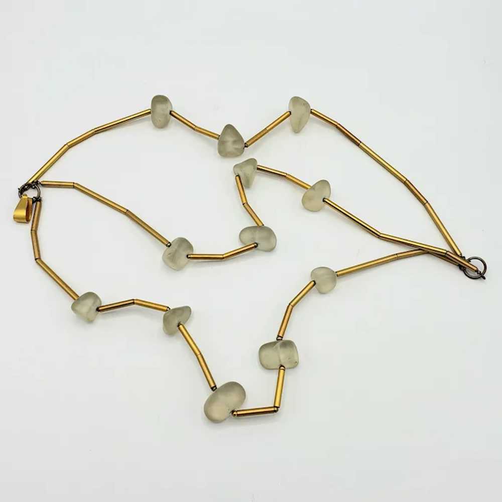 STUNNING Glass and Golden Tubes Necklace - image 4