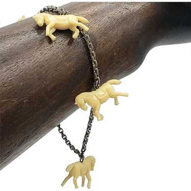 Celluloid Horse Charm Bracelet - image 1