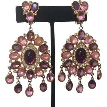 Pink & Purple Drop Earrings - image 1