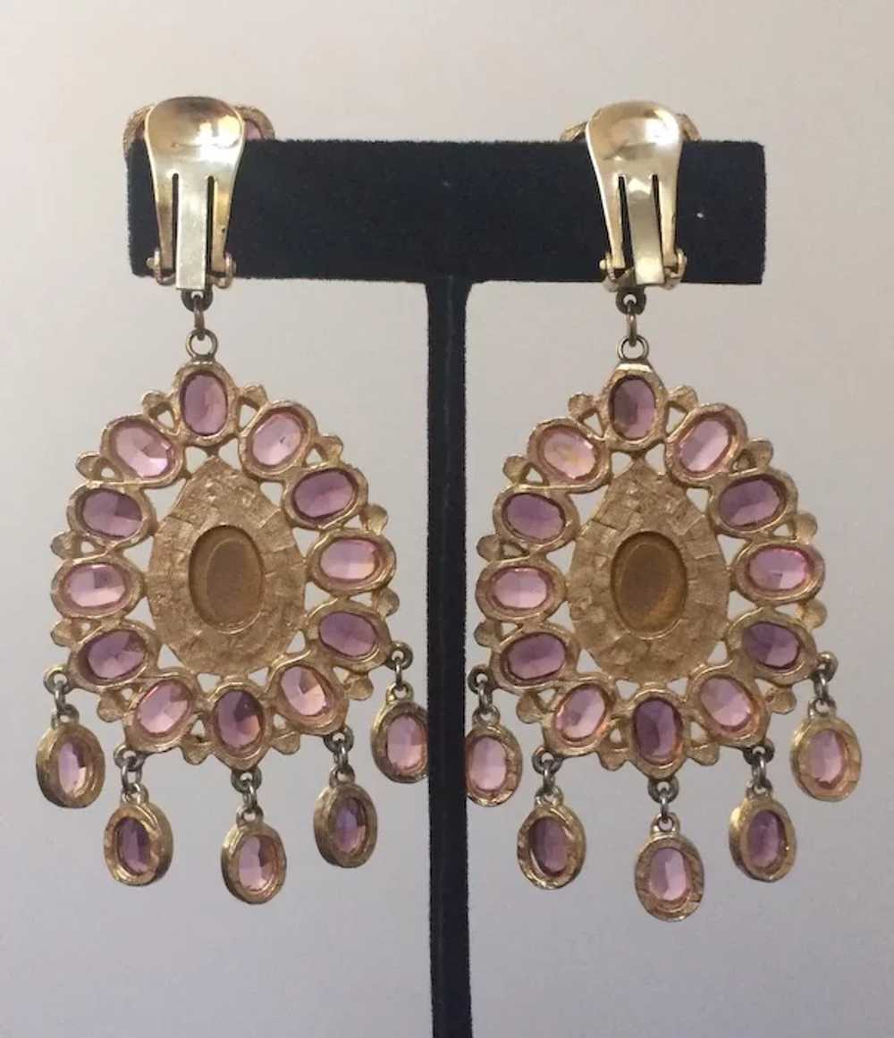 Pink & Purple Drop Earrings - image 2