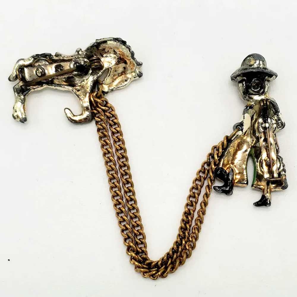 Cowboy and Bucking Bronco Chatelaine Brooch - image 4