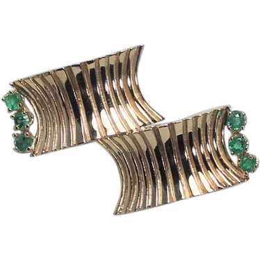 Cartier Abstract Gold and Emerald Brooch, 1960's. 