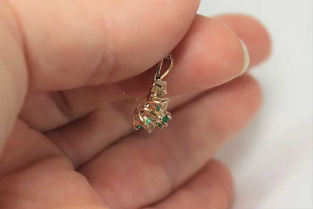 Emerald and Diamond Pendant with Chain, 14 Kt YG - image 5