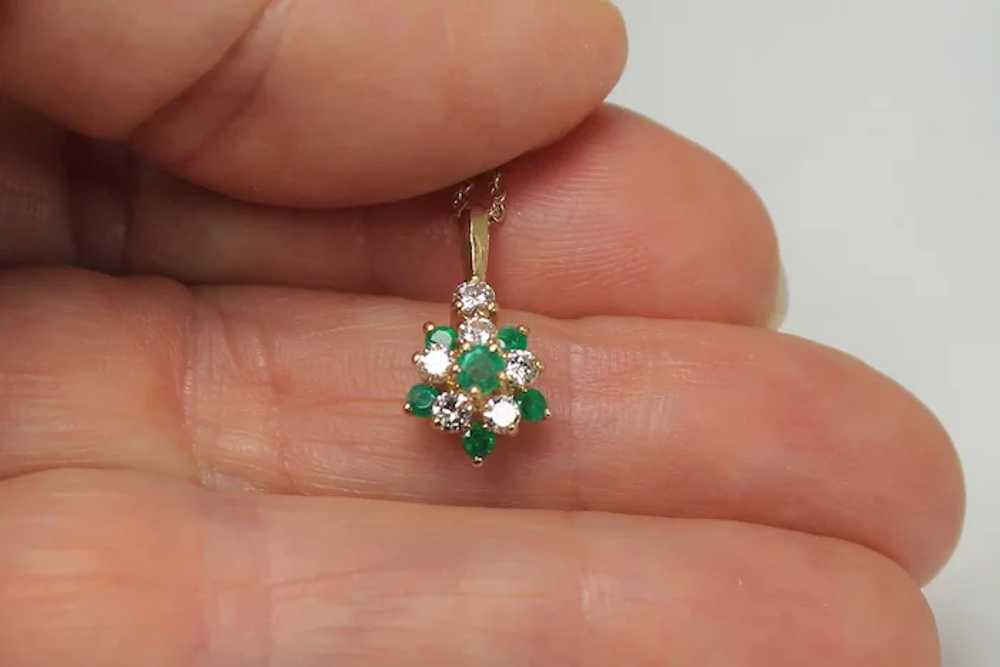 Emerald and Diamond Pendant with Chain, 14 Kt YG - image 6