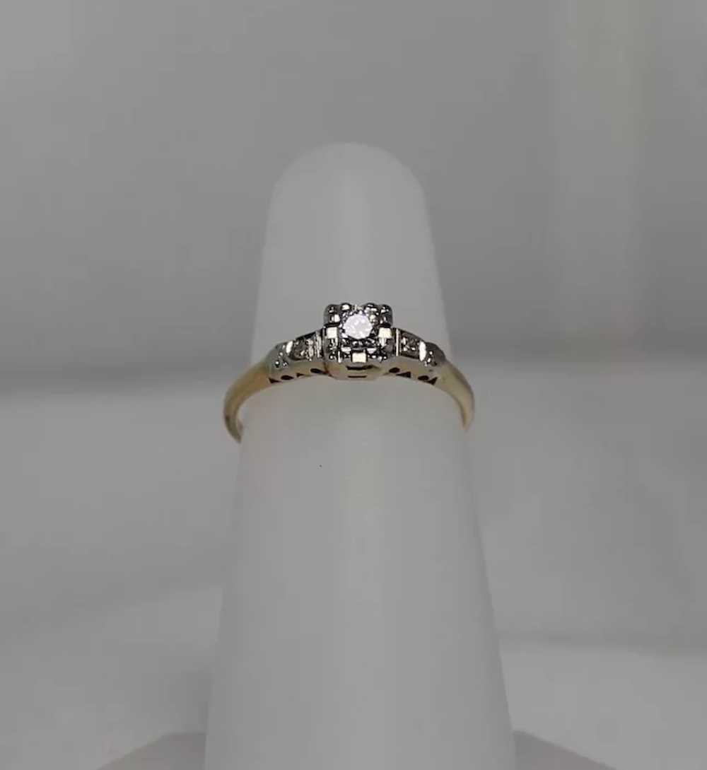 Vintage Diamond Engagement Ring, 14 Kt YG - image 2