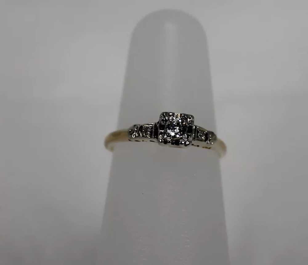 Vintage Diamond Engagement Ring, 14 Kt YG - image 5