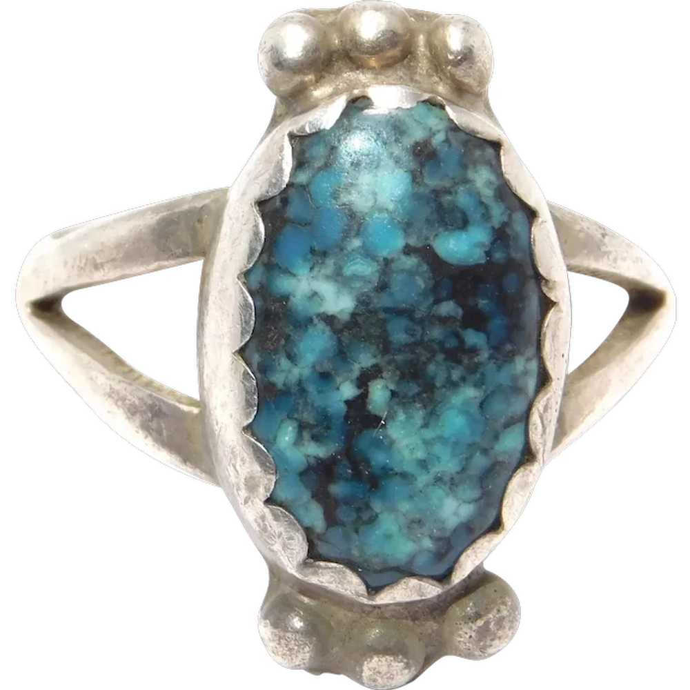 Turquoise Ring Sterling Silver Ricky Ortiz Navajo - image 1