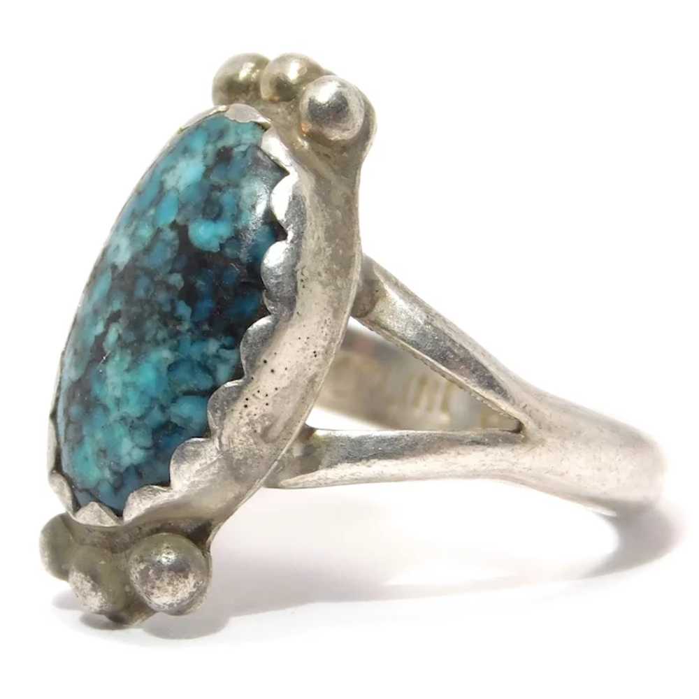 Turquoise Ring Sterling Silver Ricky Ortiz Navajo - image 3
