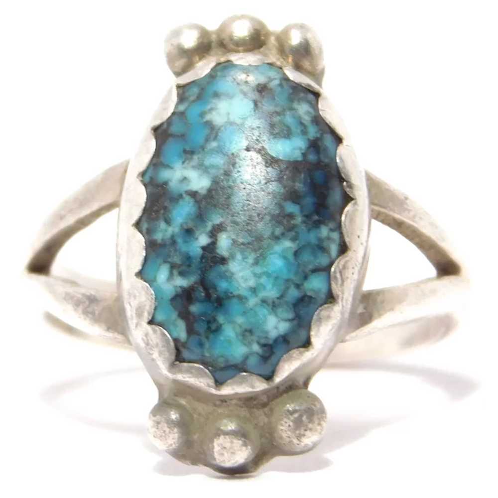 Turquoise Ring Sterling Silver Ricky Ortiz Navajo - image 4