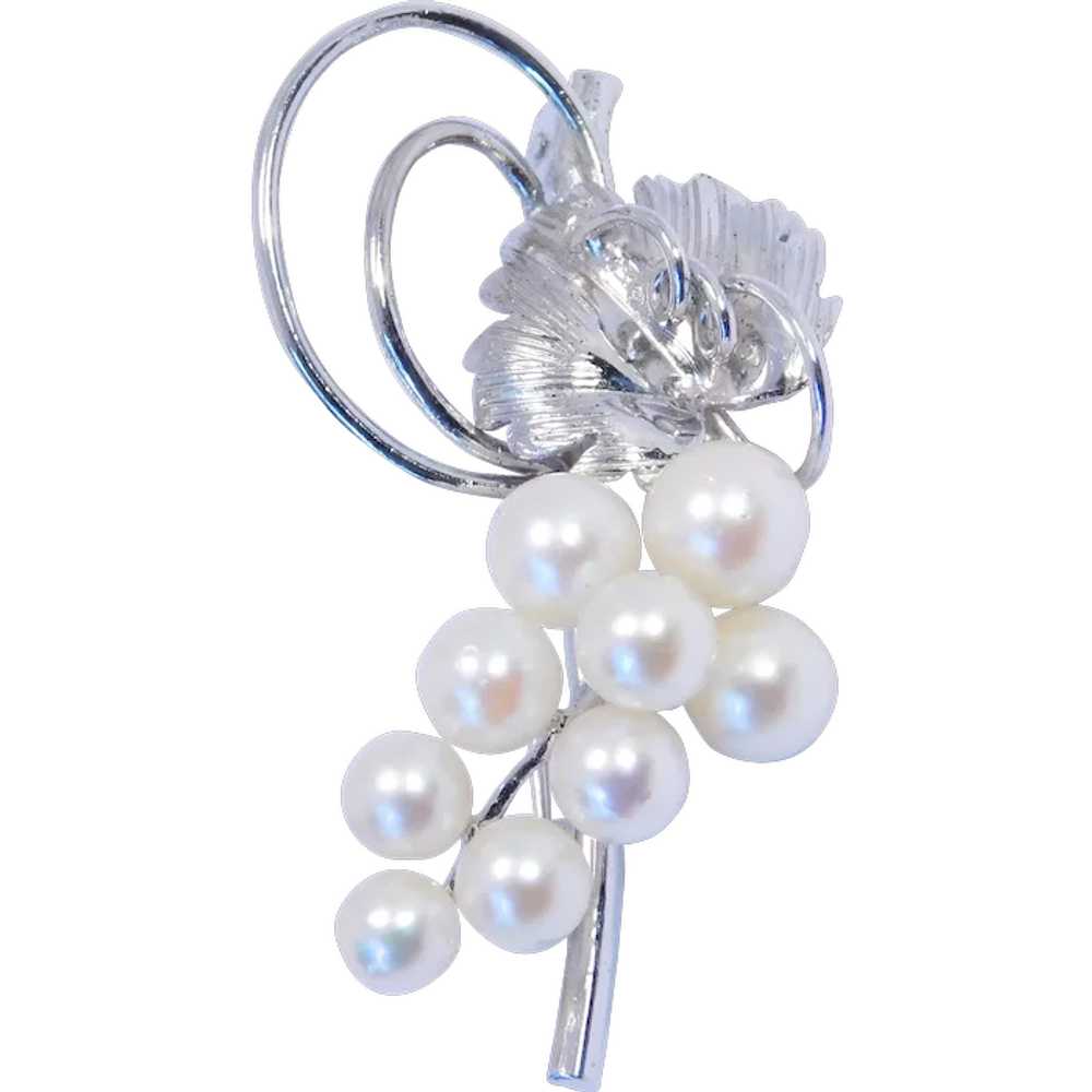 Beautiful Sterling Silver Pearl Grape Cluster Bro… - image 1