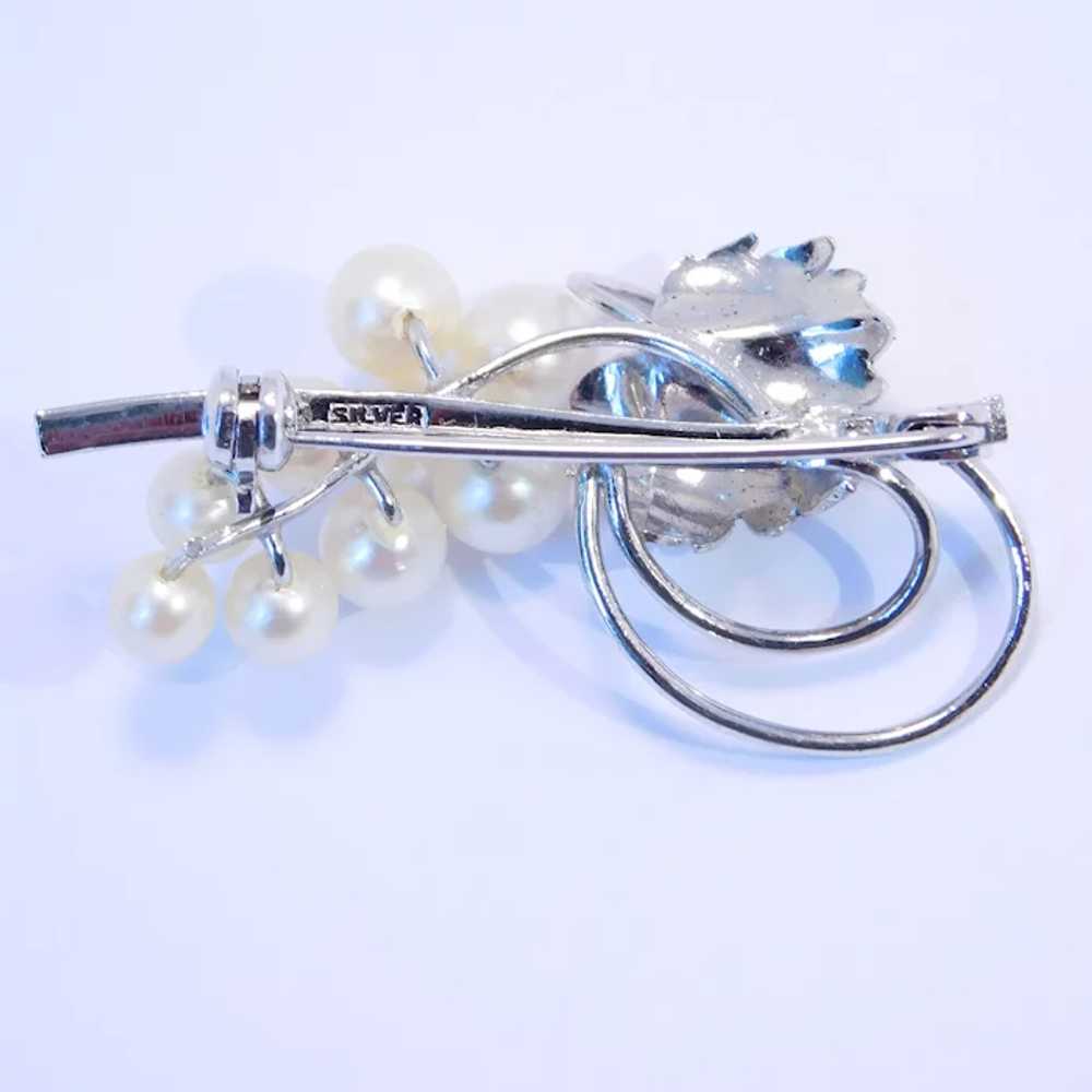 Beautiful Sterling Silver Pearl Grape Cluster Bro… - image 3