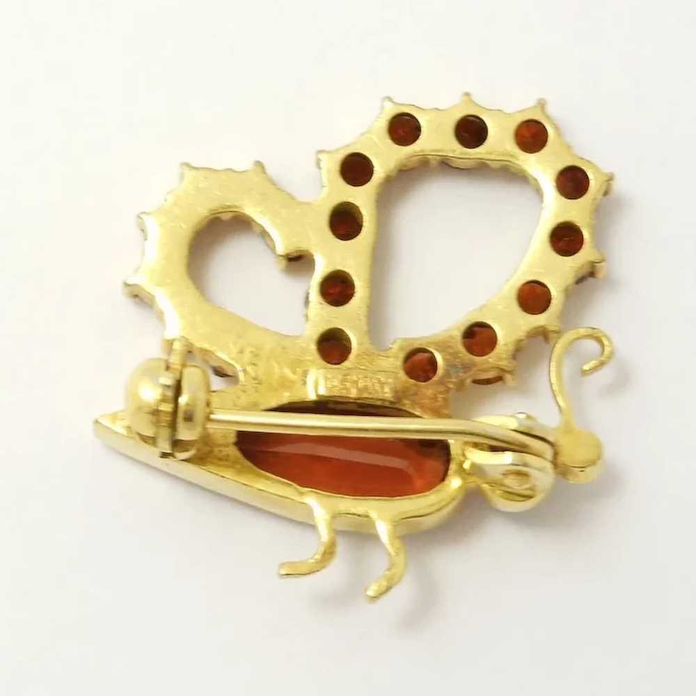 Vermeil Rose Cut Garnets Butterfly Pin Germany - image 2